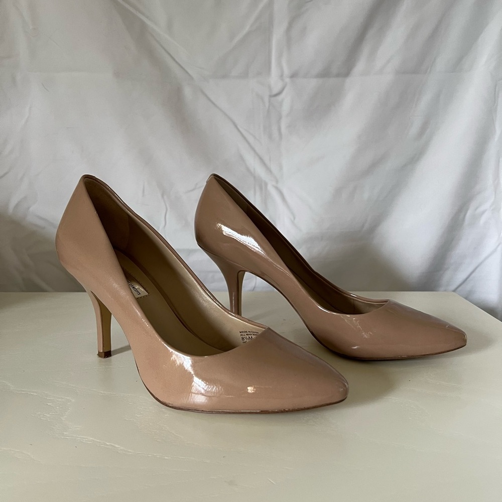 Nude patent leather pumps, size 8.5, 3” heel, nearly new